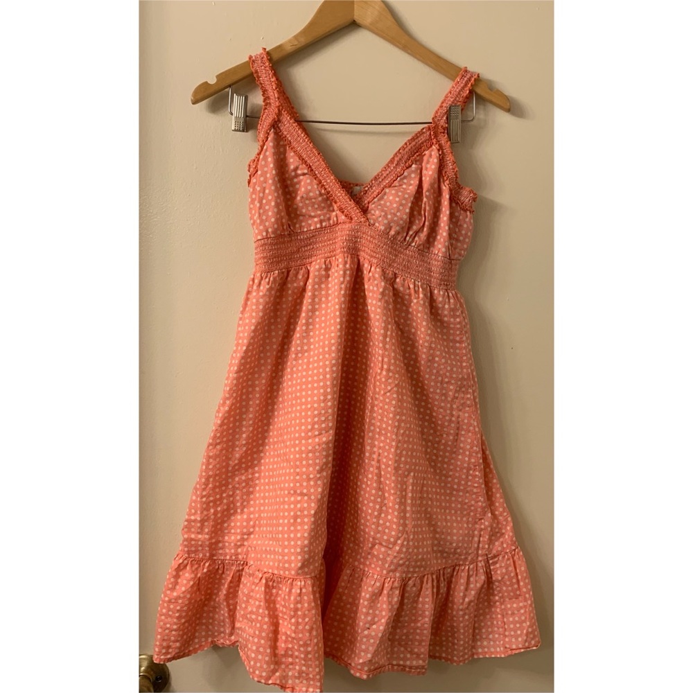 Sleeveless Peach Polka dot dress